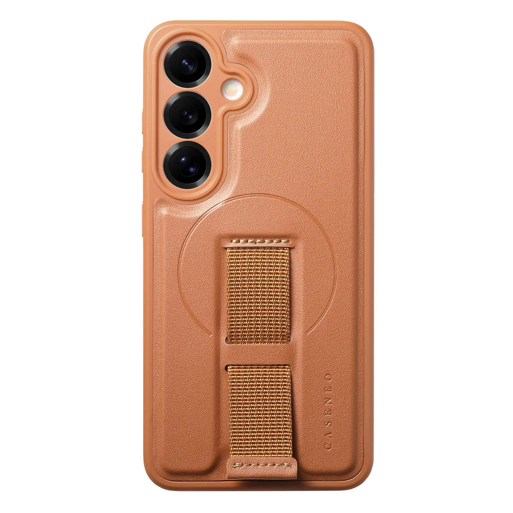 CASENEO For Samsung Galaxy S24+ / Galaxy S25+ Magnetic Case  Wristband PU Leather + PC Shockproof Phone Cover - Brown - 2