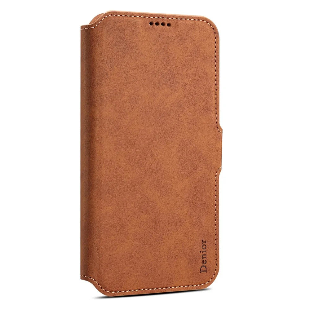 DENIOR B06 For iPhone 16 Pro Case Magnetic Detachable Wallet Stand Leather + TPU Phone Cover - Brown - 7