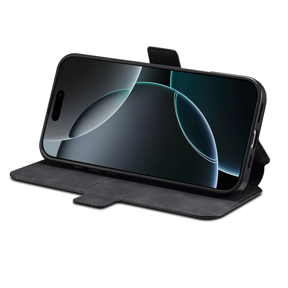 DENIOR B06 For iPhone 16 Pro Max Case Magnetic Detachable Wallet Stand Leather + TPU Phone Cover - Black - 2