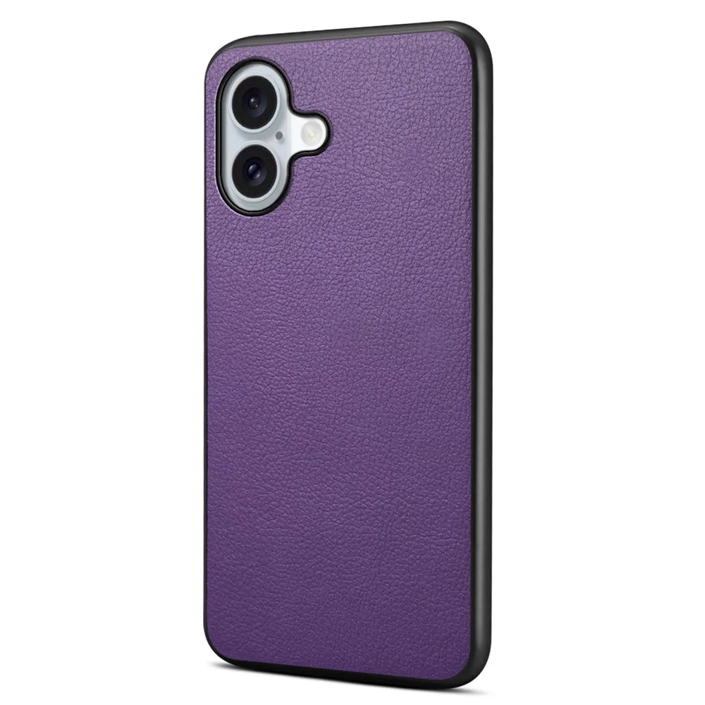 For iPhone 17 Case Calf Texture Leather + PC + TPU Phone Cover - Purple - 1