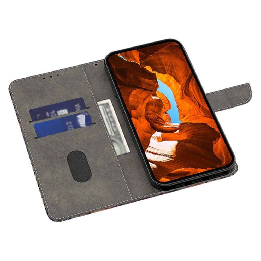 For iPhone 16 Case Wallet Stand Pattern Printing PU Leather Flip Phone Cover - Love - 2