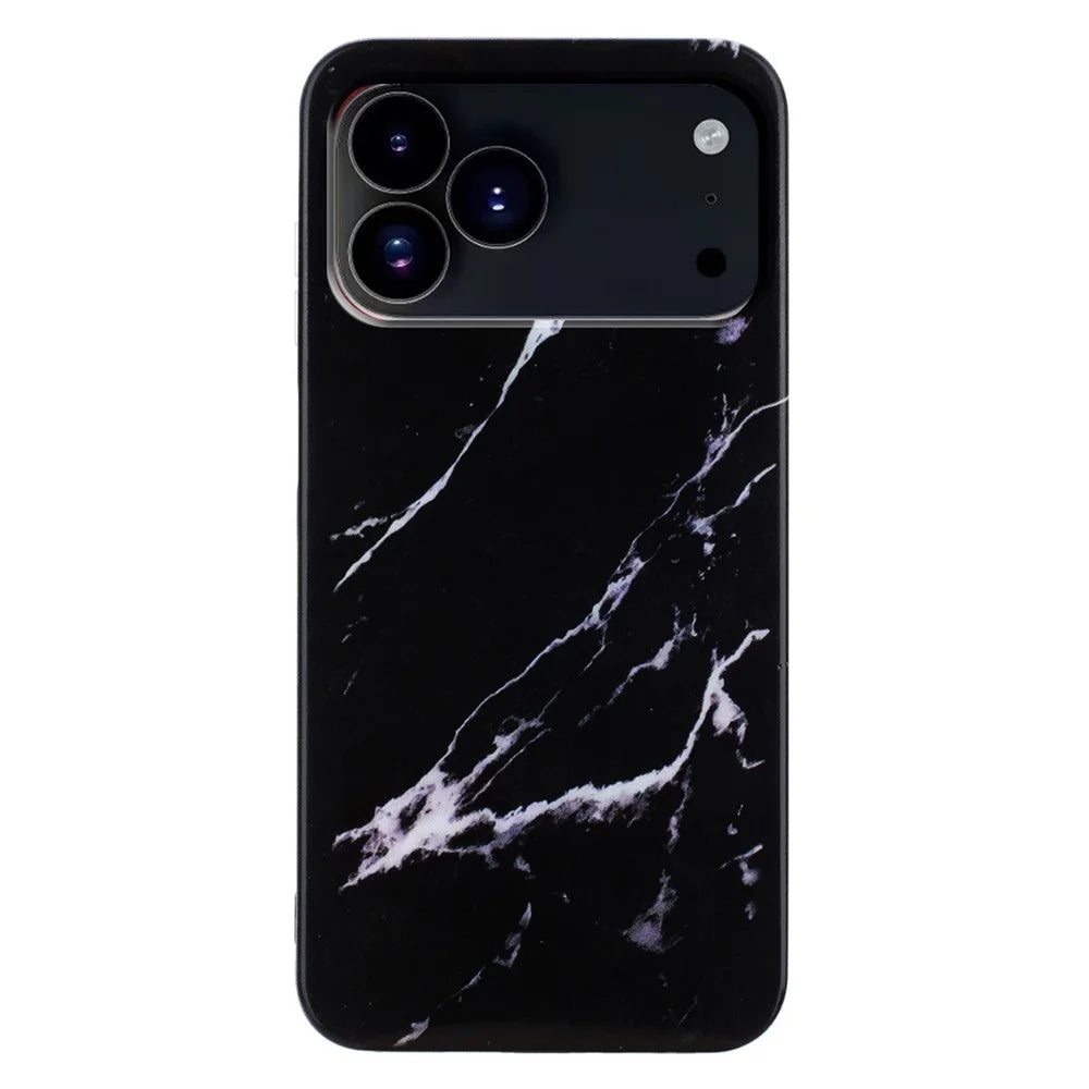 For iPhone 18 Pro / 17 Pro Case Marble Pattern Painted TPU Phone Back Cover - Black - 1
