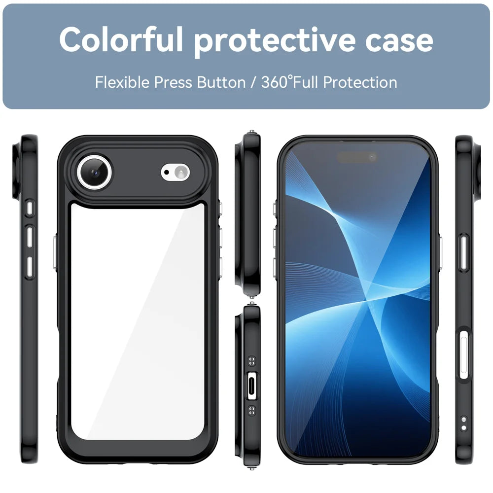 WANLONFENG For iPhone Air Back Cover  XC Series TPU Acrylic Phone Case with Tempered Glass Film - Black - 3