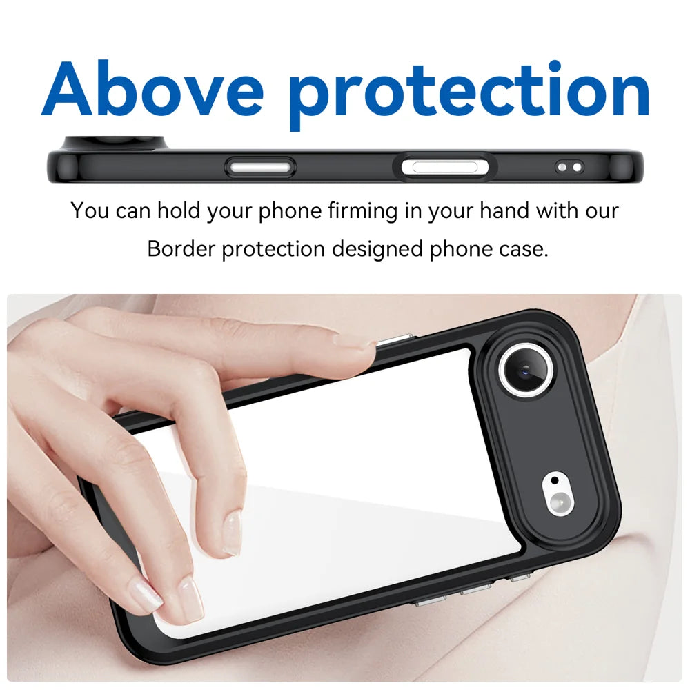 WANLONFENG For iPhone Air Back Cover  XC Series TPU Acrylic Phone Case with Tempered Glass Film - Black - 5