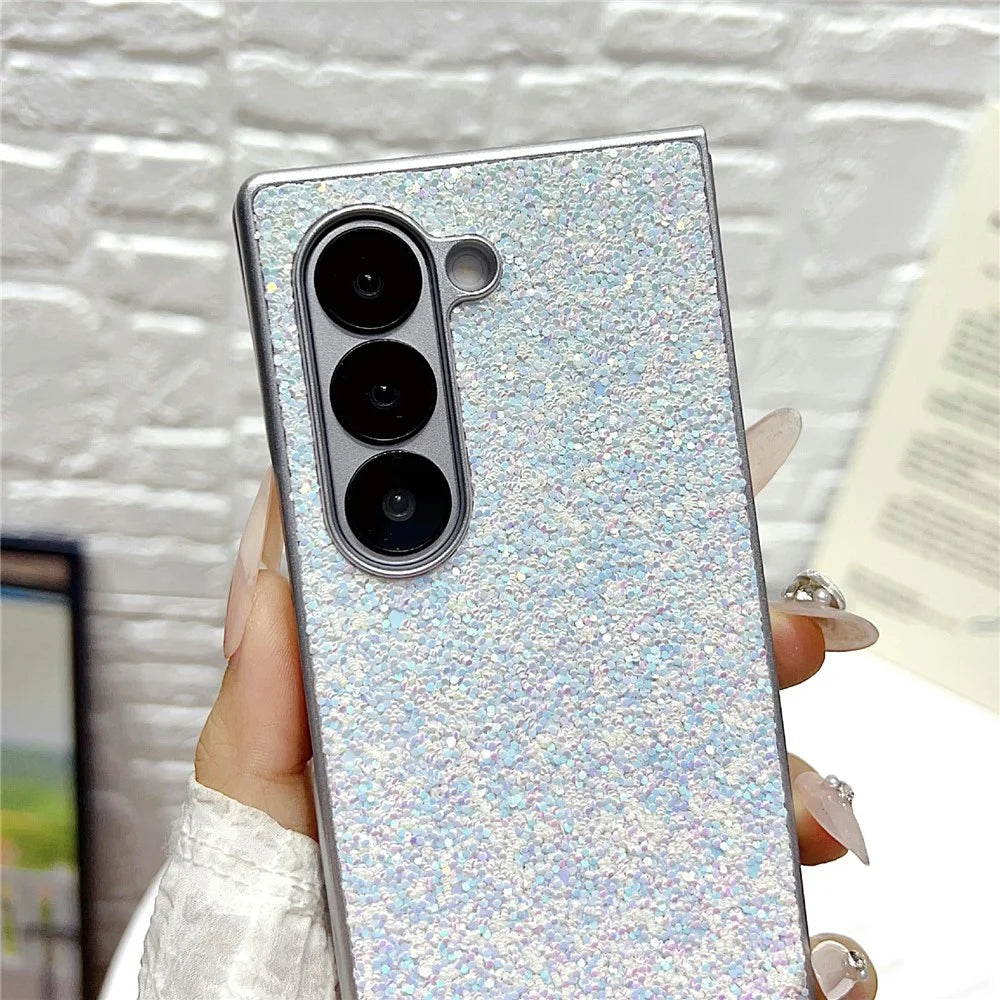 For Samsung Galaxy Z Fold7 5G Case Rubberized Silver Edge Phantom Glitter Hard PC Phone Cover - Green - 7