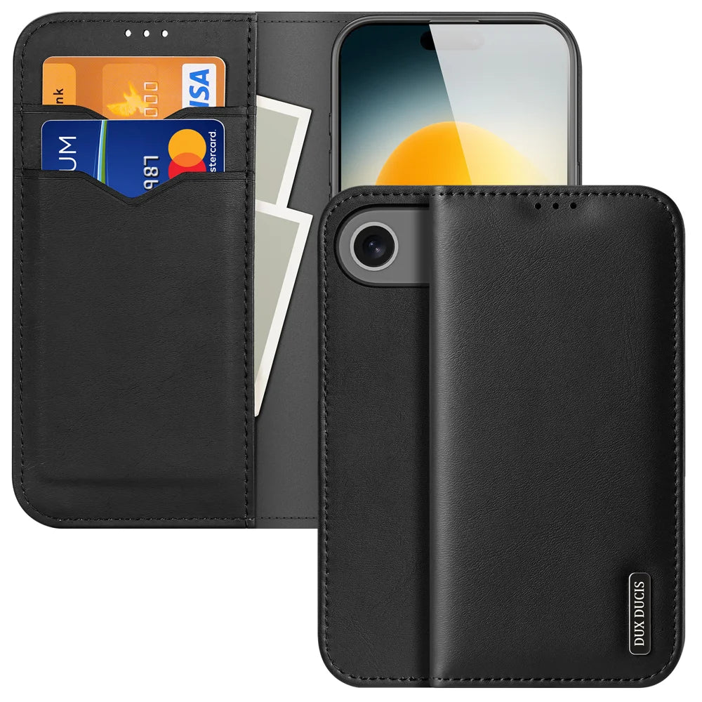 DUX DUCIS For iPhone Air Case  Hivo Series Cowhide Leather RFID Blocking Wallet Stand Flip Phone Cover - Black - 1