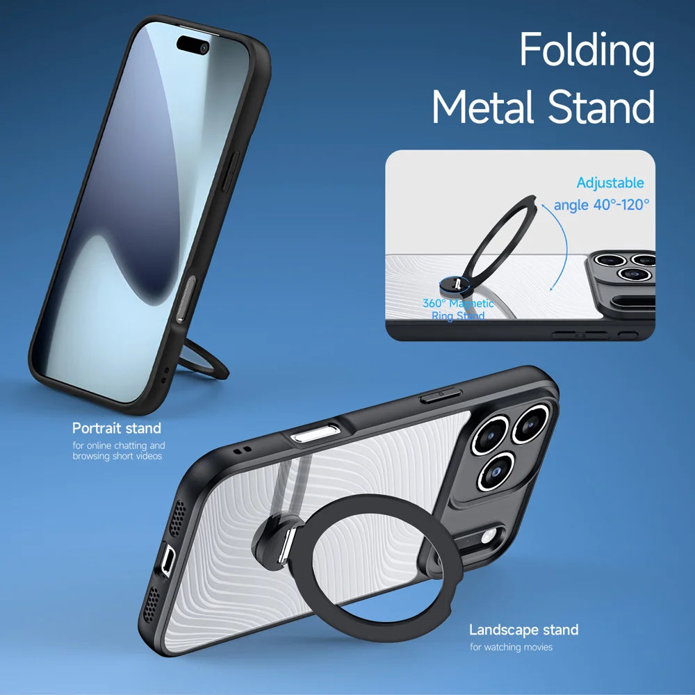 DUX DUCIS For iPhone 17 Pro Case with Kickstand  Aimo Series Compatible with MagSafe TPU+PC Phone Cover (REACH Certification) - Black - 4