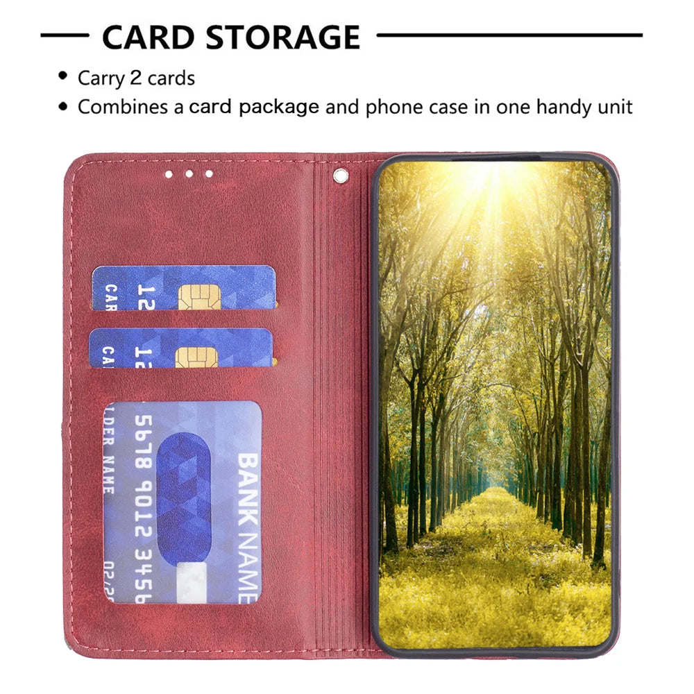 For iPhone 17 Case Card Slots Geometry Imprint Leather Phone Cover - Red - 7