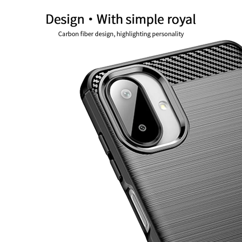 MOFI For Samsung Galaxy A07 4G Back Cover  Brushed Texture Carbon Fiber Soft TPU Case - Black - 2