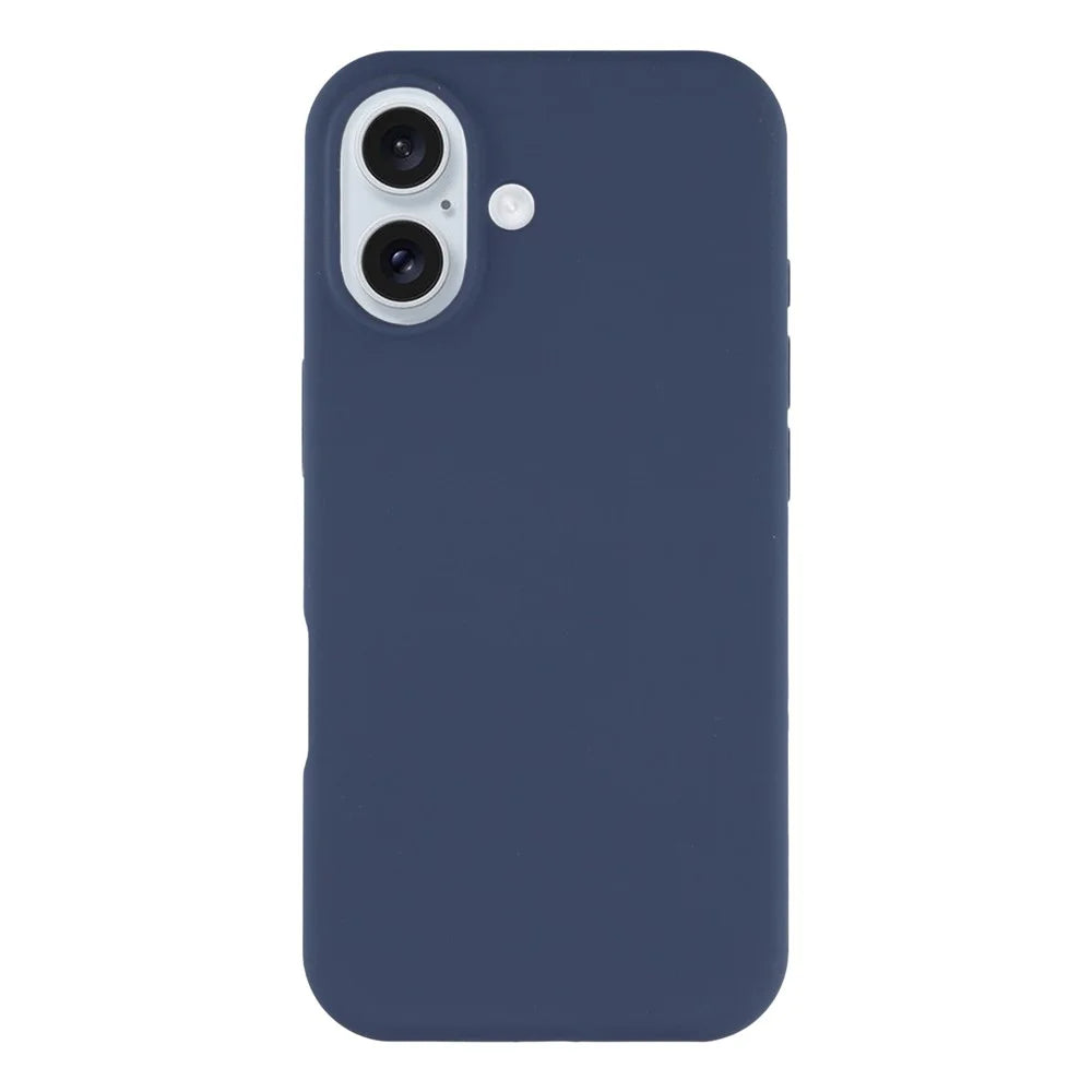 For iPhone 16 Case Solid Silicone Shockproof Phone Back Cover - Dark Blue - 1