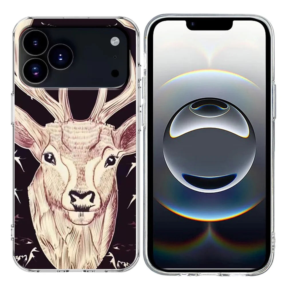 For iPhone 18 Pro / 17 Pro Case Pattern Printing Cell Phone TPU Back Cover - Deer Head - 1