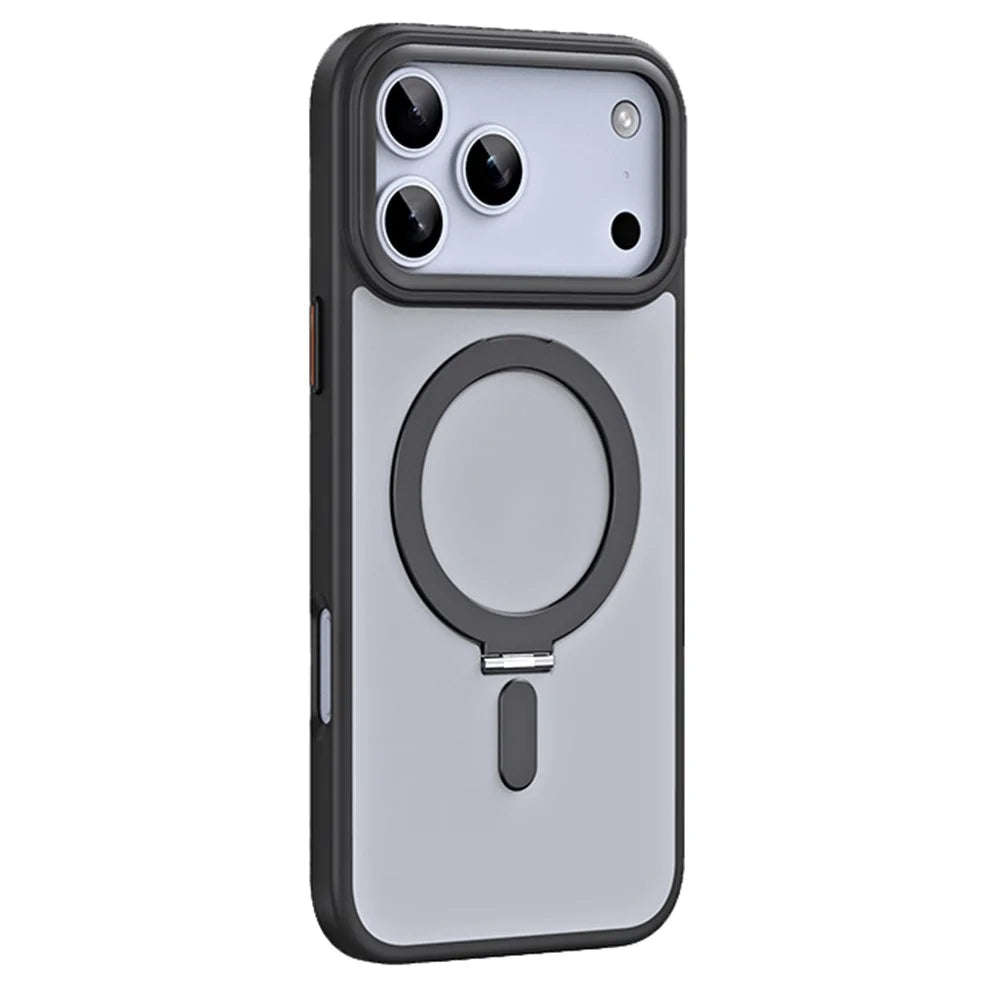 For iPhone 17 Pro Max Case TPU + Acrylic Hidden Magnetic Kickstand Phone Cover - Black - 2