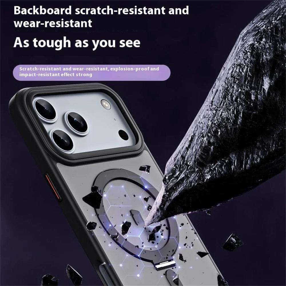 For iPhone 17 Pro Max Case TPU + Acrylic Hidden Magnetic Kickstand Phone Cover - Black - 3