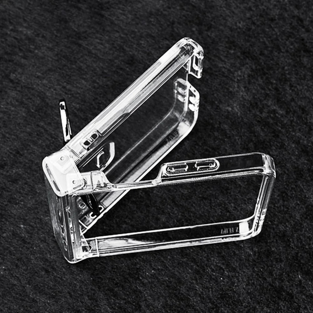 For Samsung Galaxy Z Flip7 5G Case Hinge Protection PC Clear Shockproof Phone Cover with Finger Ring - 7