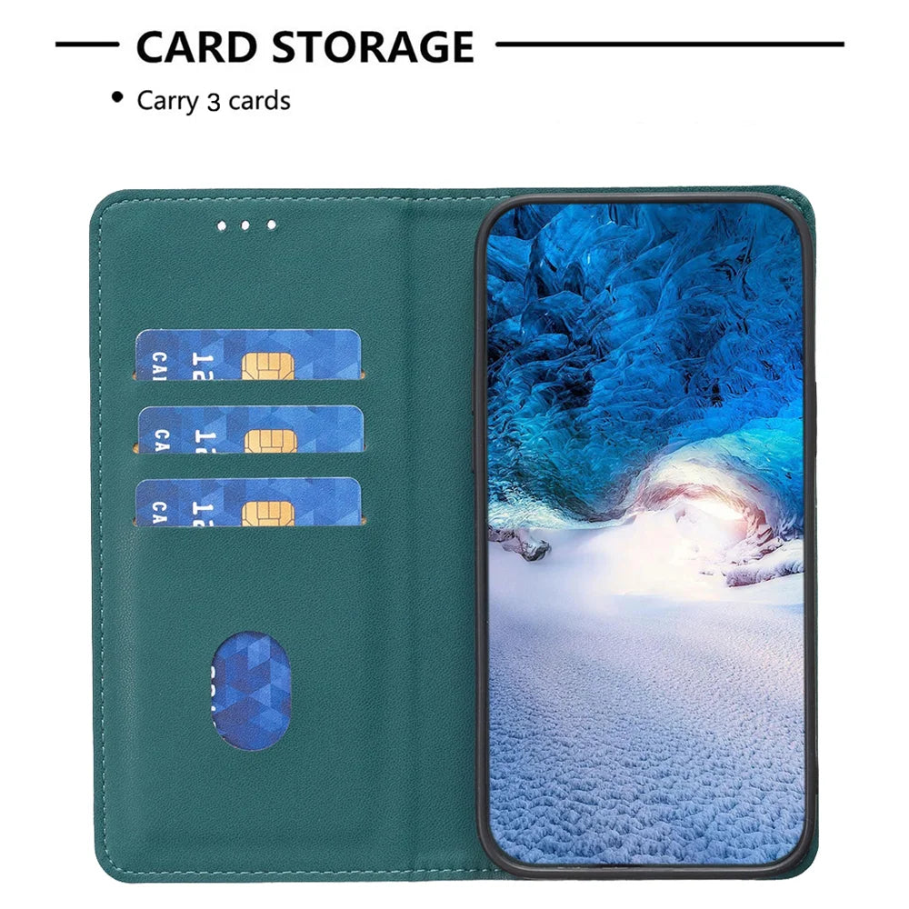 BINFEN COLOR For iPhone 17 Leather Case  BF18 Phone Stand Cover with Card Slots - Green - 6