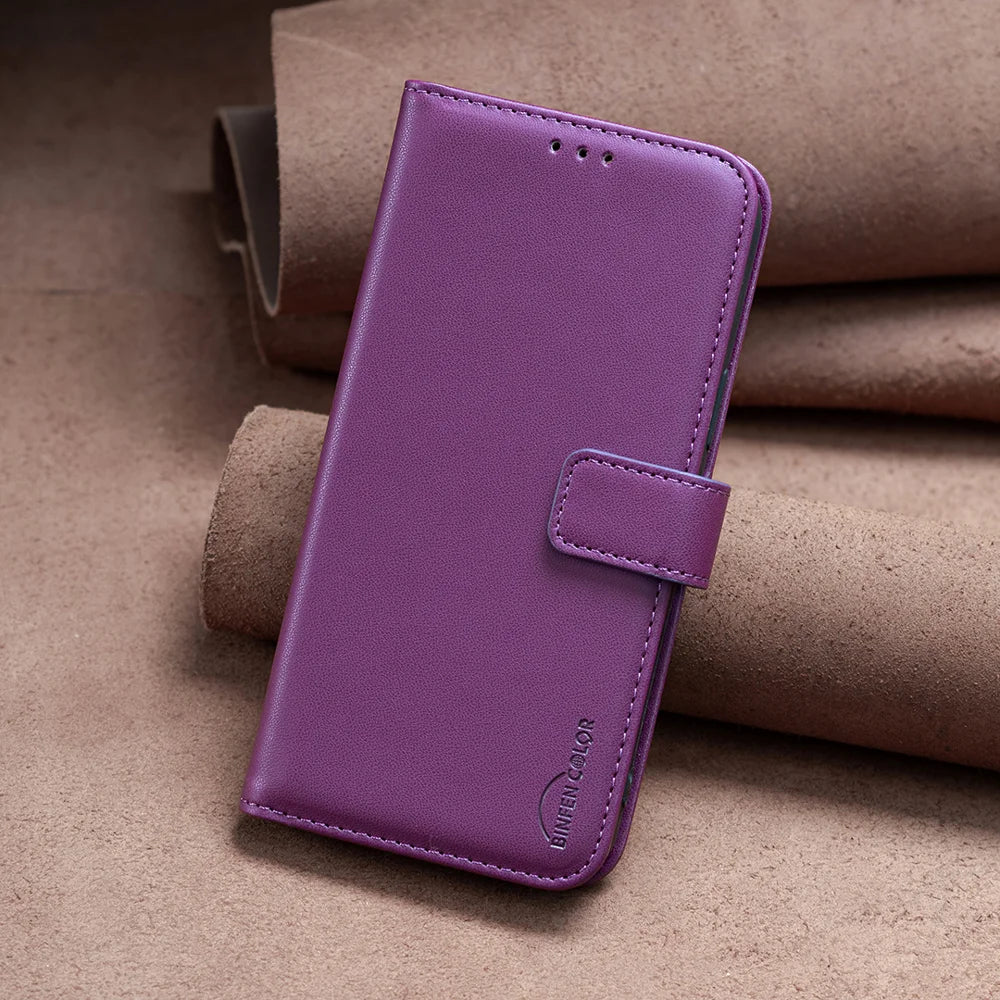 BINFEN COLOR For iPhone Air Phone Case  BF17 Wallet Folio Flip Leather Cover - Dark Purple - 4