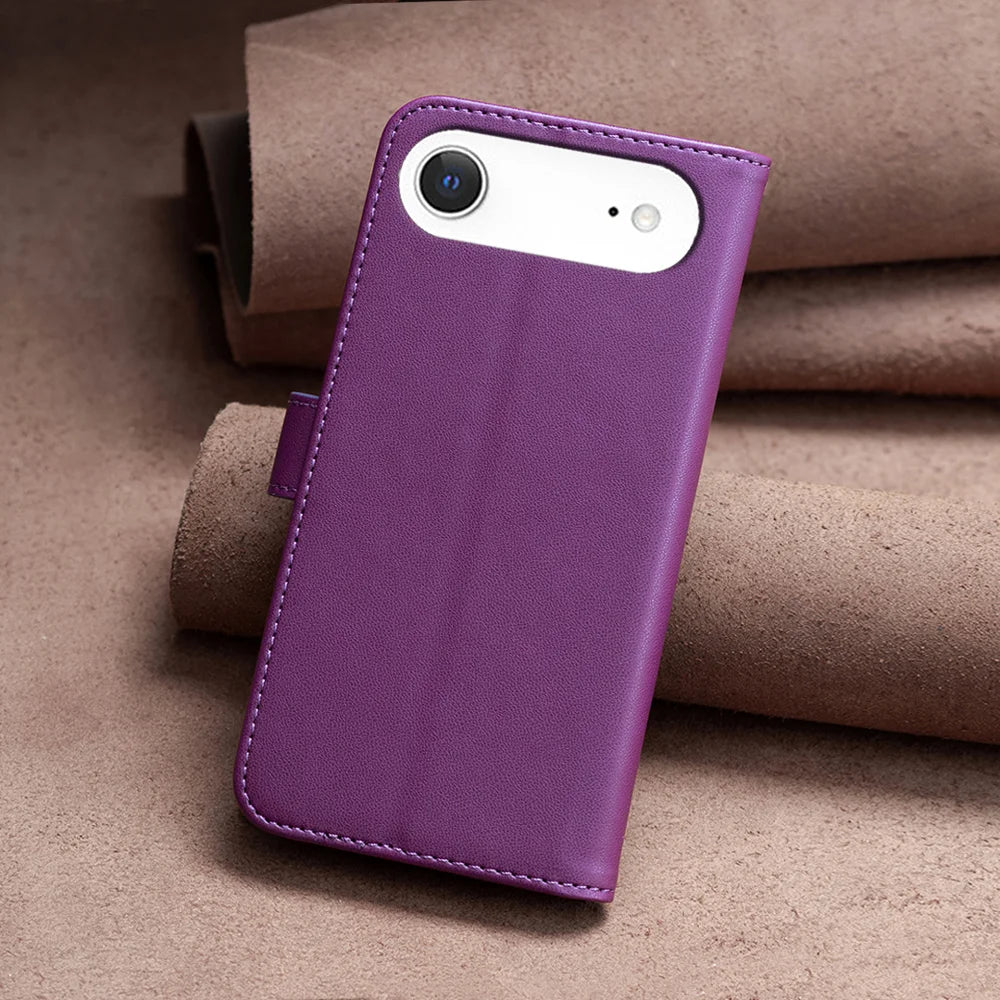 BINFEN COLOR For iPhone Air Phone Case  BF17 Wallet Folio Flip Leather Cover - Dark Purple - 5