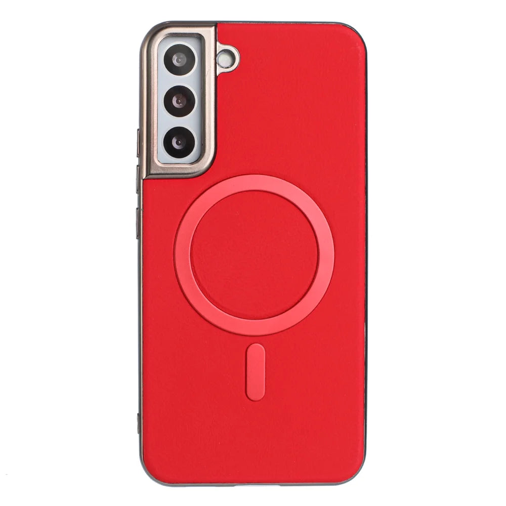 BINFEN COLOR For Samsung Galaxy S23 Case  BF40 Magnetic Case Electroplated PU + TPU Phone Back Cover - Red - 1