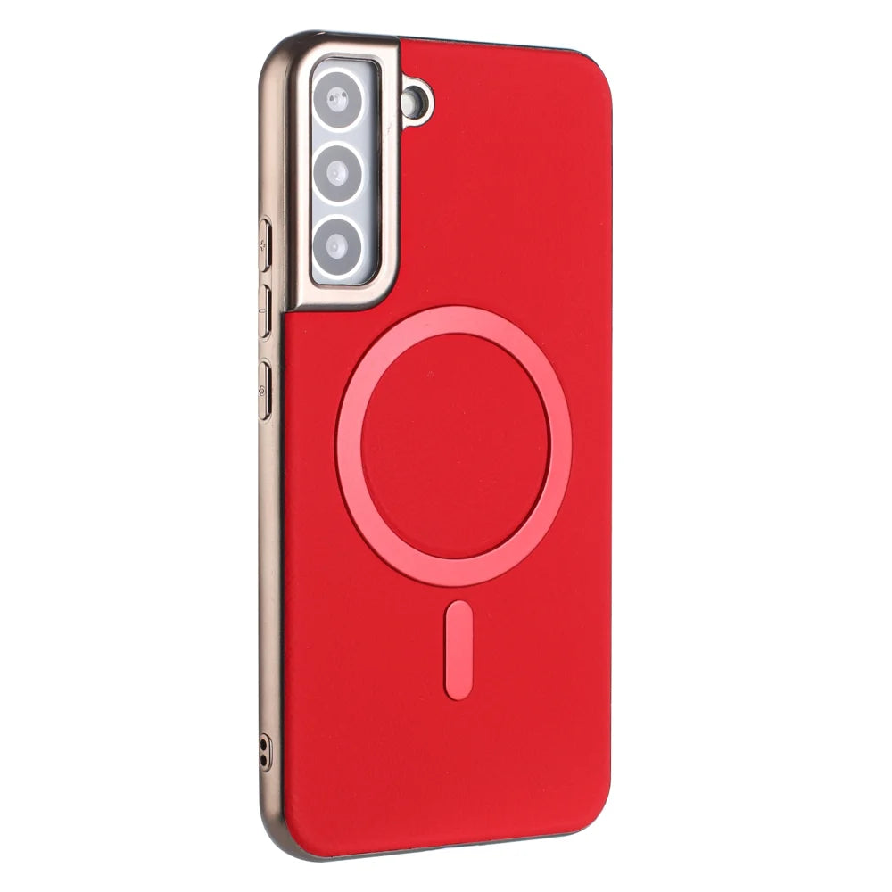 BINFEN COLOR For Samsung Galaxy S23 Case  BF40 Magnetic Case Electroplated PU + TPU Phone Back Cover - Red - 2