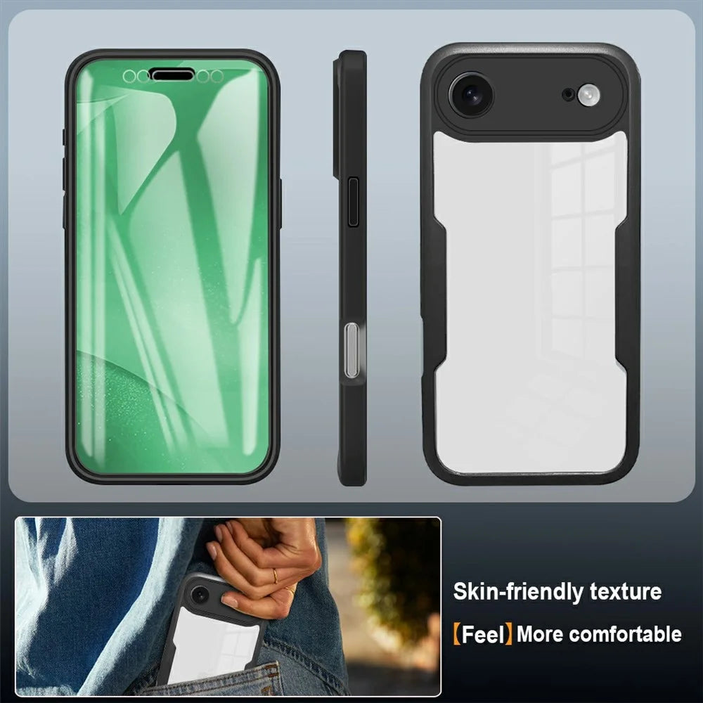 For iPhone Air Case Acrylic + TPU Clear Phone Cover with PET Screen Film - Black - 5
