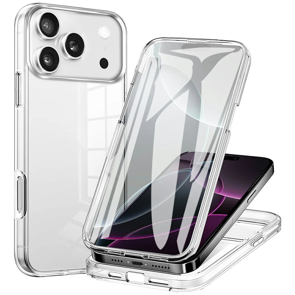 For iPhone 17 Pro Case TPU Frame Clear Acrylic Back Phone Cover with PET Film - 1