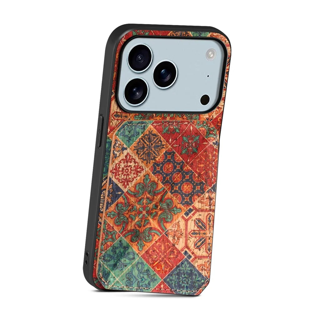 For iPhone 17 Pro Max Case with Card Holder Kickstand Flowers Design Leather Phone Cover - Winter / Blue - 2