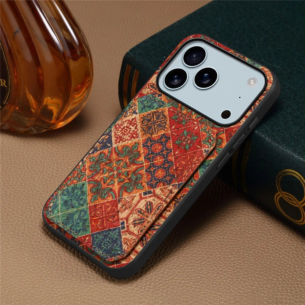 For iPhone 17 Pro Max Case with Card Holder Kickstand Flowers Design Leather Phone Cover - Winter / Blue - 5