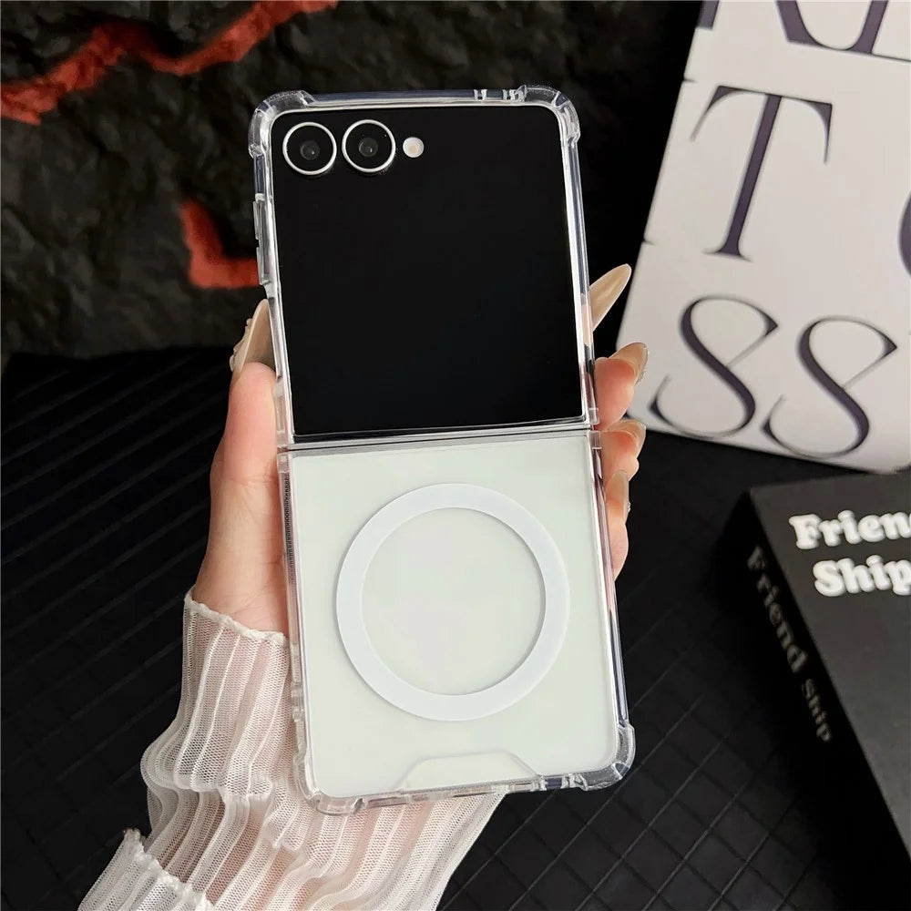 For Samsung Galaxy Z Flip7 5G Case Clear Acrylic Back Phone Cover Magnetic Case - 2