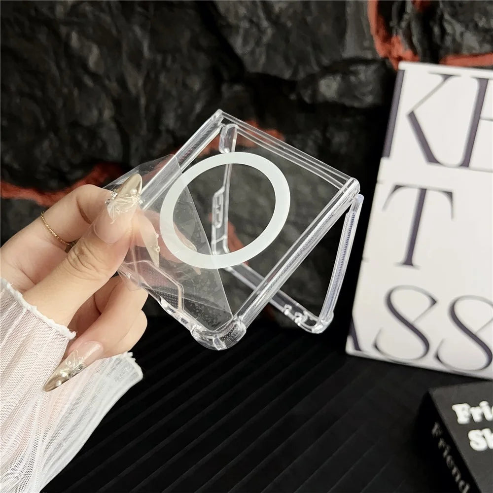 For Samsung Galaxy Z Flip7 5G Case Clear Acrylic Back Phone Cover Magnetic Case - 3