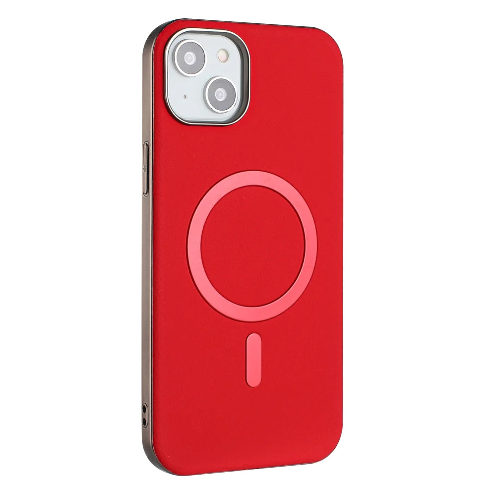 BINFEN COLOR For iPhone 14 Pro Max Case  BF40 Compatible with MagSafe Electroplated PU + TPU Phone Back Cover - Red - 2
