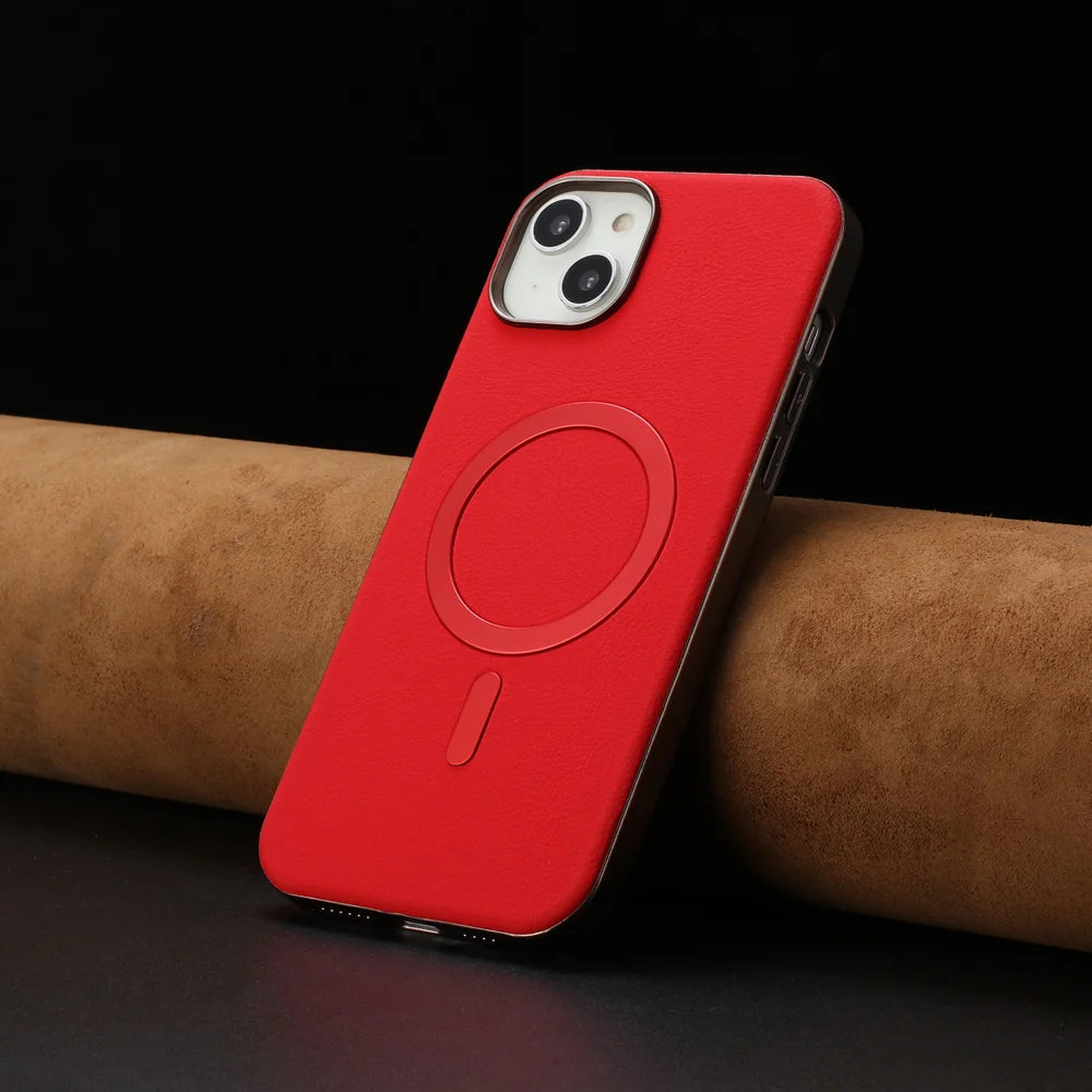 BINFEN COLOR For iPhone 14 Pro Max Case  BF40 Compatible with MagSafe Electroplated PU + TPU Phone Back Cover - Red - 6