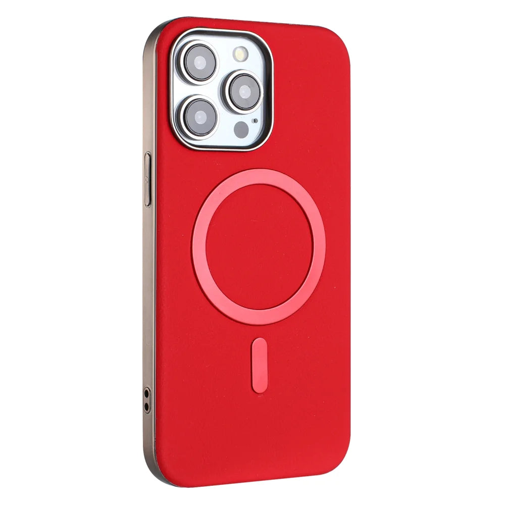 BINFEN COLOR For iPhone 14 Pro Case  BF40 Compatible with MagSafe Electroplated PU + TPU Phone Back Cover - Red - 2