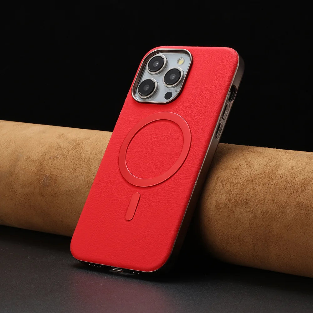 BINFEN COLOR For iPhone 14 Pro Case  BF40 Compatible with MagSafe Electroplated PU + TPU Phone Back Cover - Red - 6