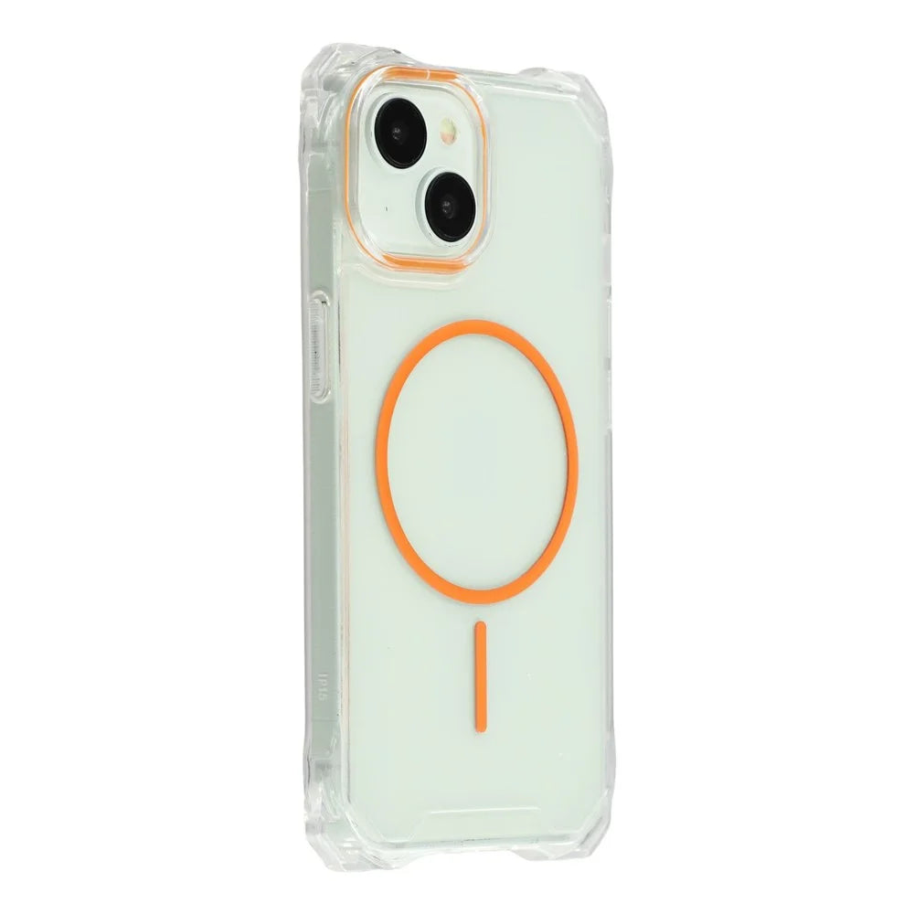 For iPhone 14 Magnetic Case with Lanyard Drop-Proof TPU + PC Phone Back Cover - Orange - 3