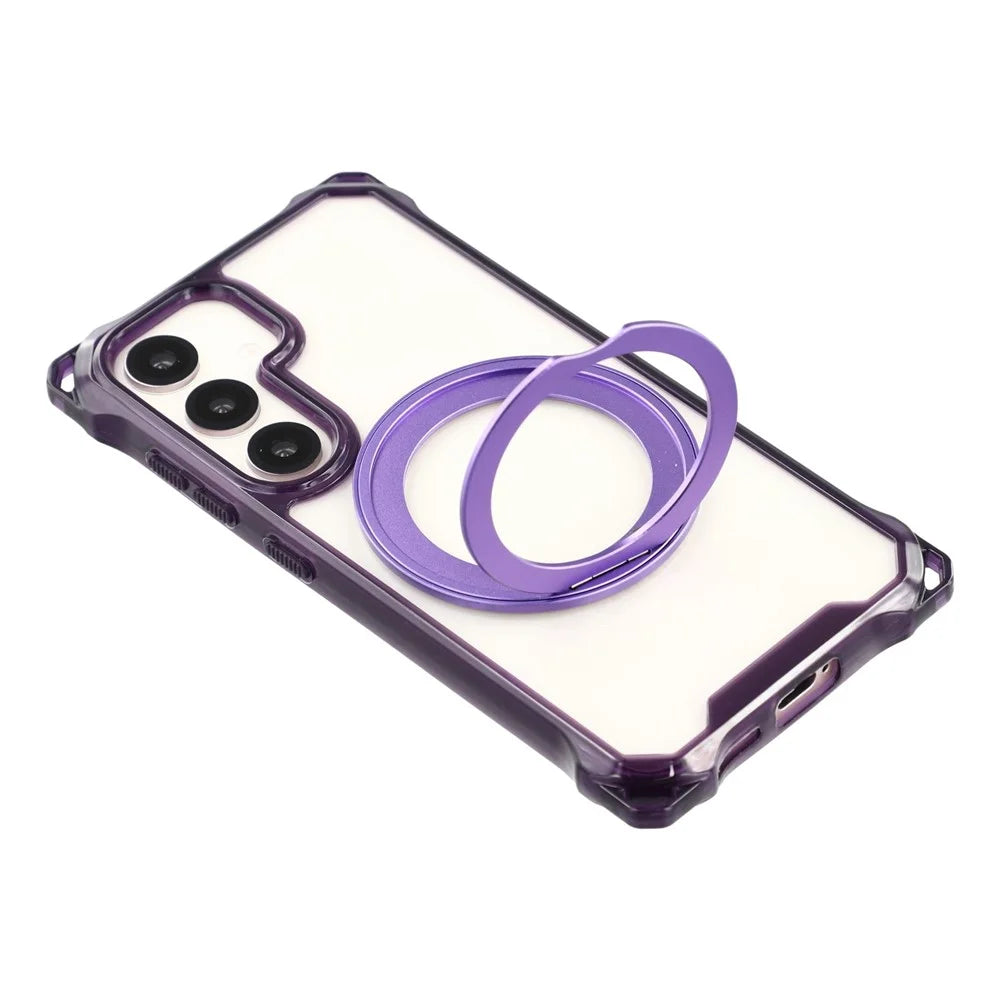 For Samsung Galaxy S25  /  S24 Magnetic Case Ring Kickstand TPU + PC Phone Cover - Purple - 5