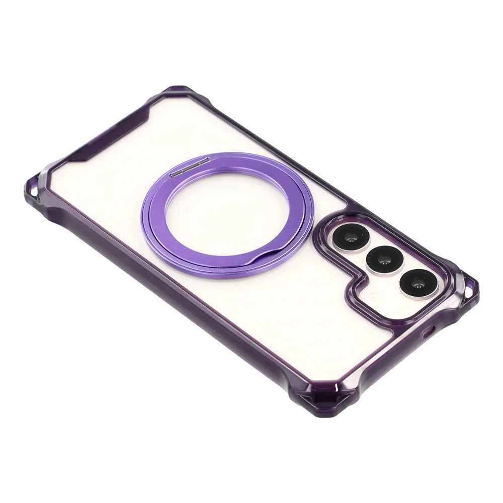 For Samsung Galaxy S25  /  S24 Magnetic Case Ring Kickstand TPU + PC Phone Cover - Purple - 6