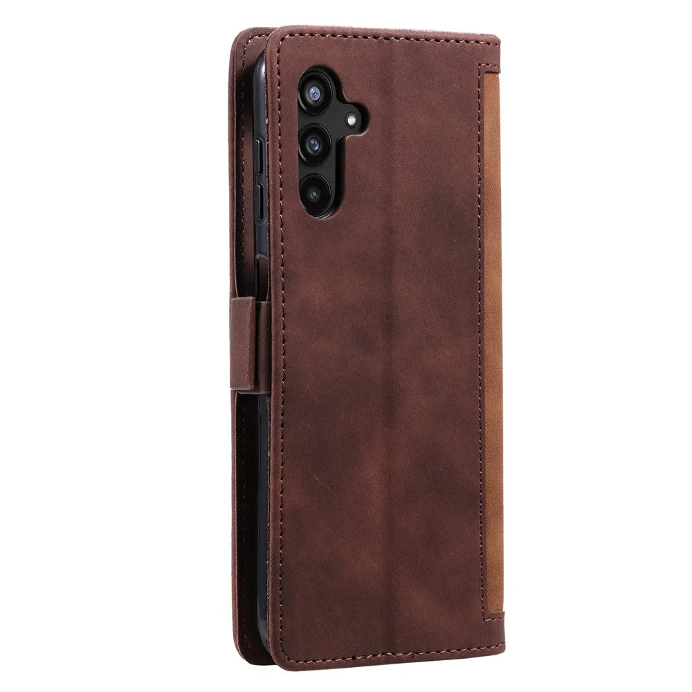 For Samsung Galaxy S25 FE Case RFID Blocking Wallet Stand Leather Phone Cover with Wrist Strap - Brown - 7
