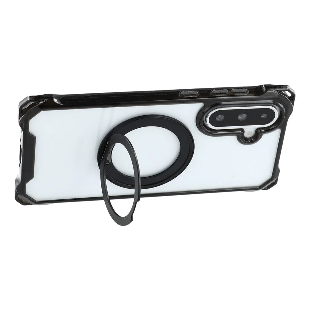 For Samsung Galaxy A56 5G  /  A36 5G Magnetic Case Ring Kickstand TPU + PC Phone Cover with Lanyard - Black - 5