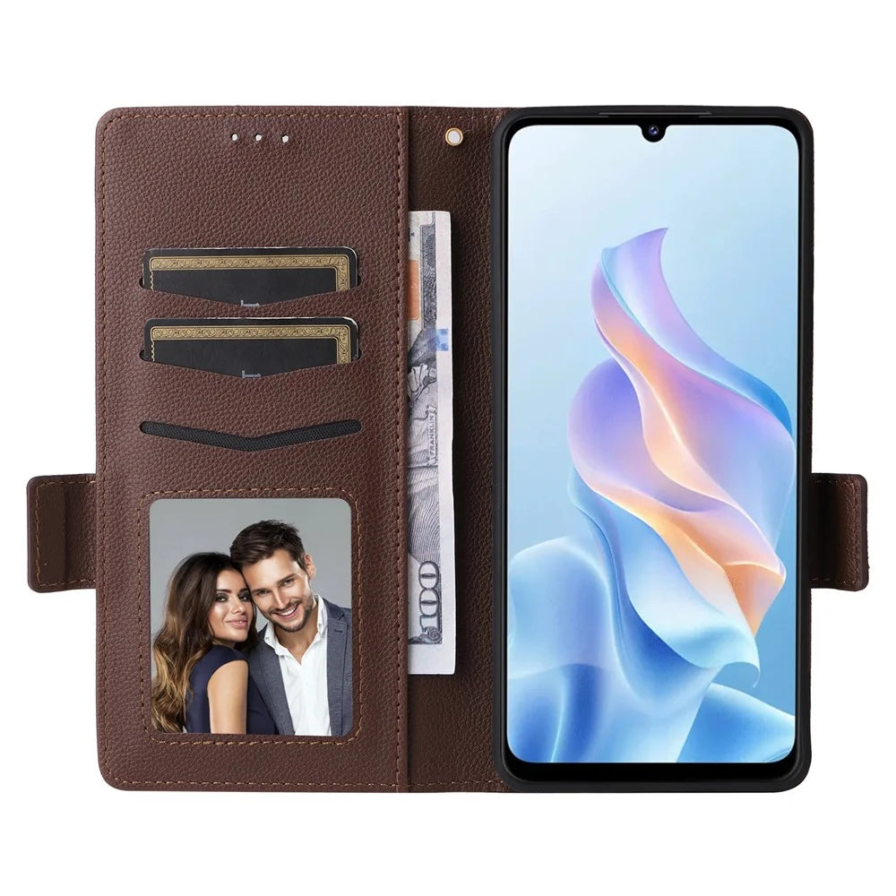For ZTE Blade A76 5G Case with Wrist Strap Litchi Texture PU Leather Wallet Phone Cover - Brown - 2
