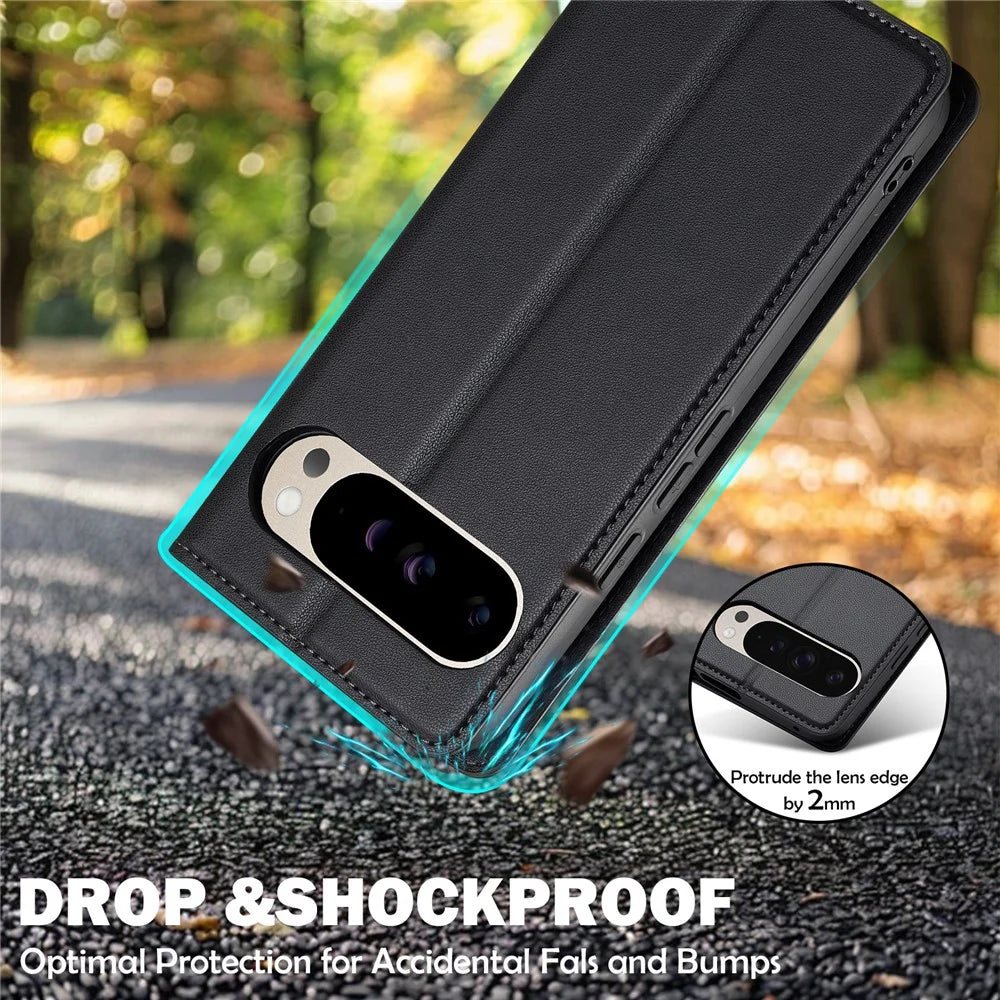 LC.IMEEKE L1 Series for Google Pixel 10 Pro / 10 / 9 Pro / 9 Case PU Leather Wallet Stand Protective Phone Cover - Black - 7