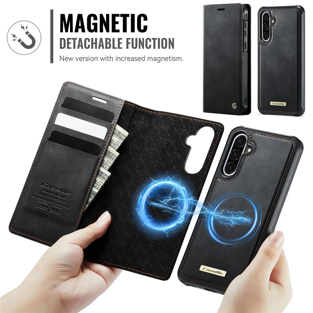 CASEME C49 For Samsung Galaxy A56 5G Magnetic Case RFID Blocking Detachable Wallet Leather Phone Cover - Black - 7