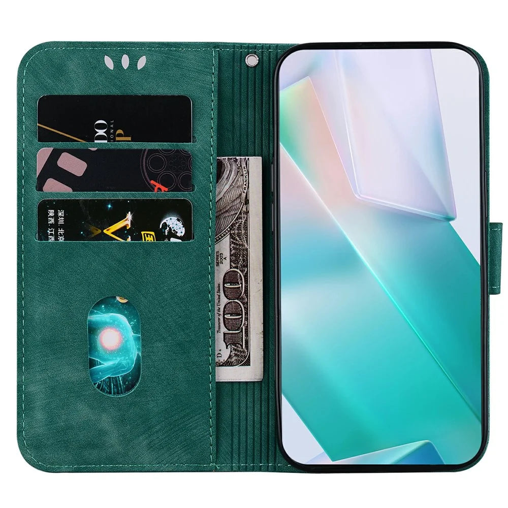 For Sony Xperia 1 VII Wallet Case Tiger Imprint Leather Shockproof Phone Cover with Wrist Strap - Green - 2