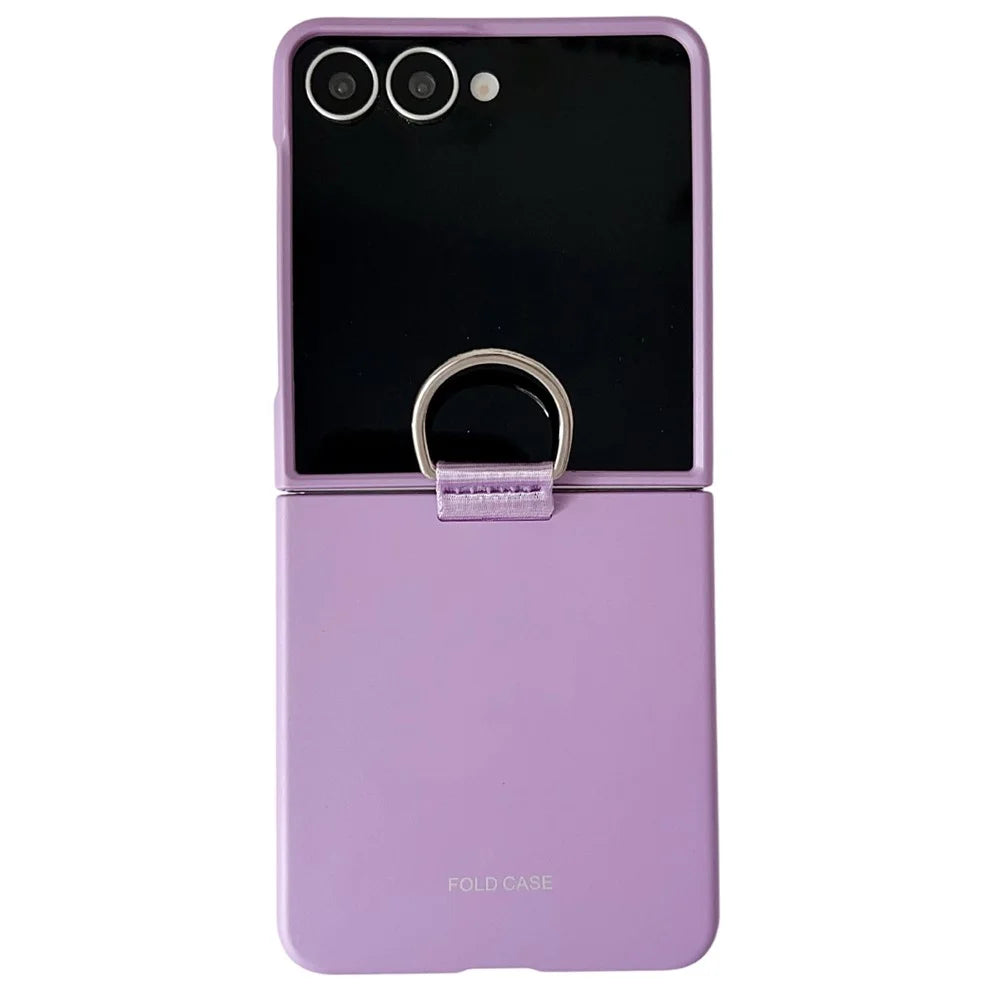 For Samsung Galaxy Z Flip7 5G Case Ring Holder Anti Drop Rubberized PC Phone Cover - Purple - 1
