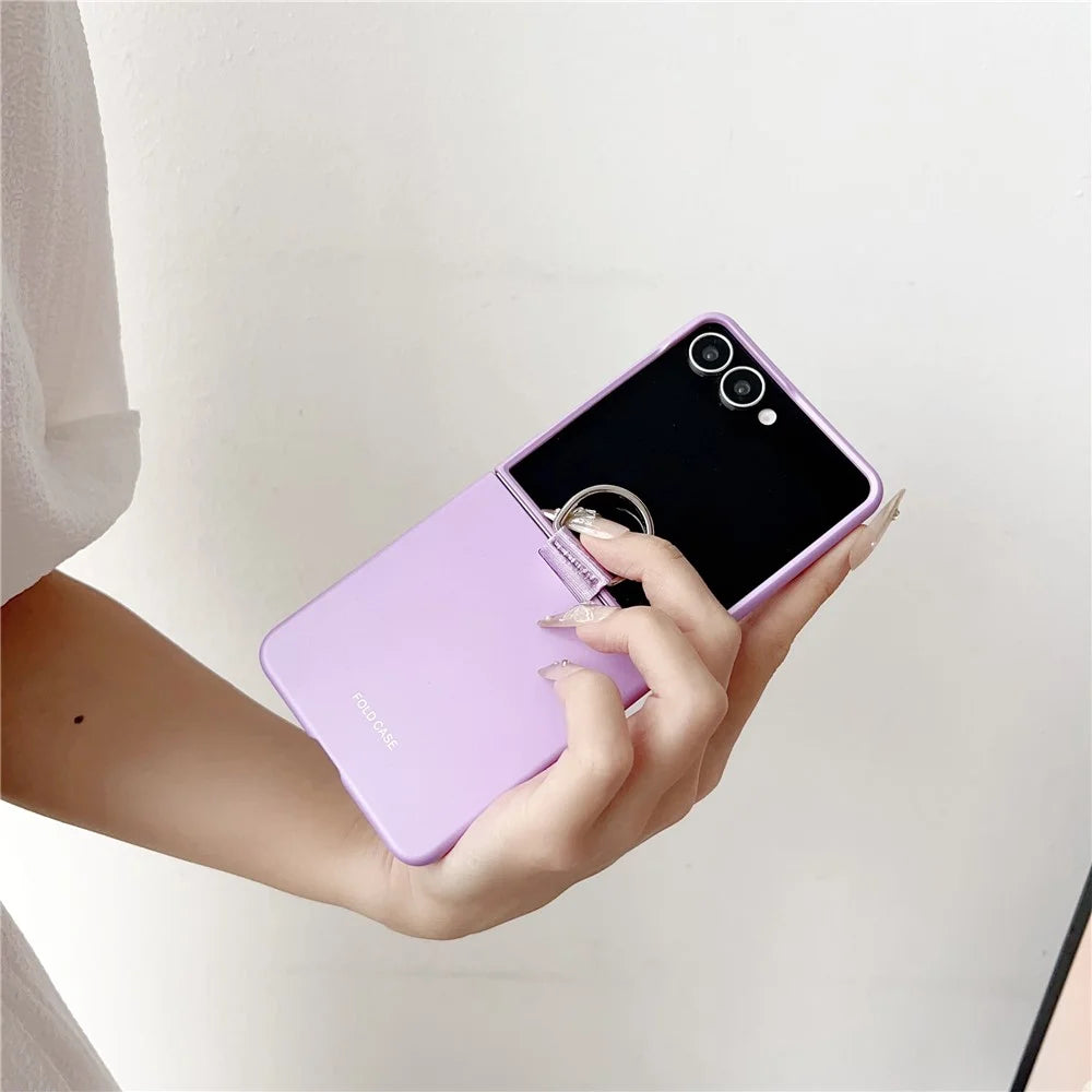 For Samsung Galaxy Z Flip7 5G Case Ring Holder Anti Drop Rubberized PC Phone Cover - Purple - 3