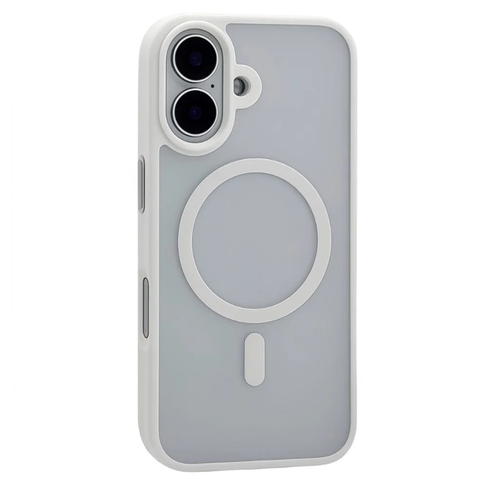 For iPhone 17 Magnetic Case Skin Touch TPU Acrylic Phone Back Cover - White - 2