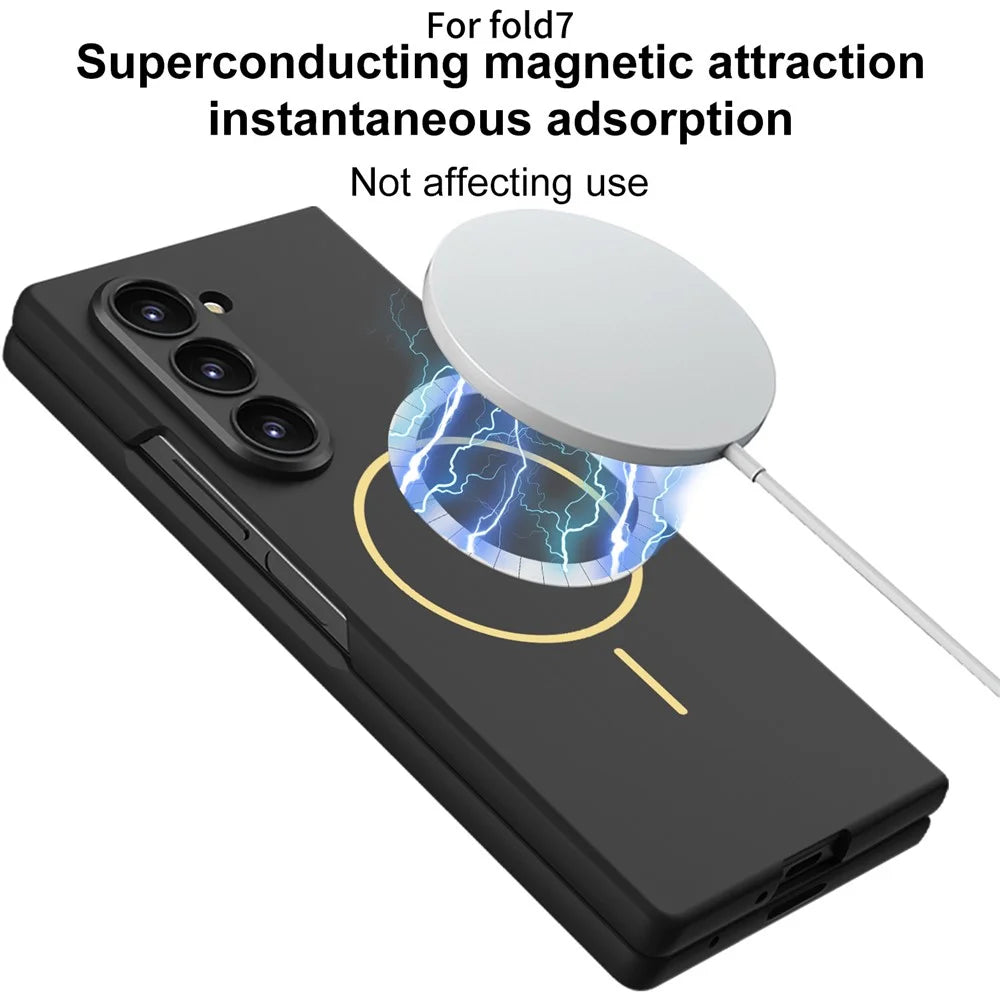 GKK For Samsung Galaxy Z Fold7 5G Magnetic Case Slim Hard PC + Tempered Glass Phone Cover with Screen Film - Black - 2