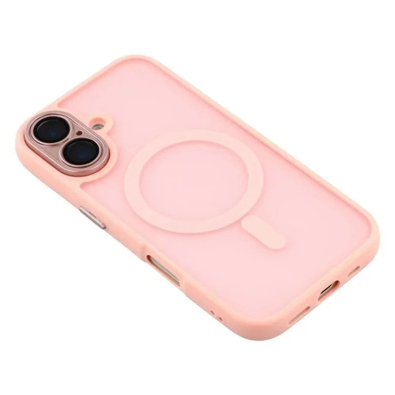 WANLONFENG For iPhone 16 Back Cover Compatible with MagSafe  QB1 Series PC TPU Shockproof Phone Case - Pink - 5