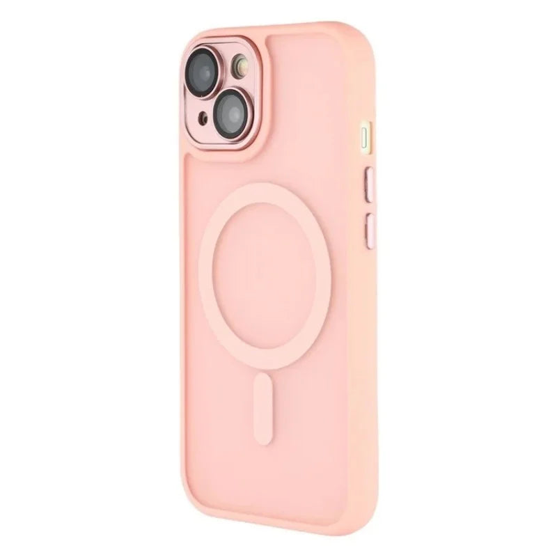 WANLONFENG For iPhone 15 Back Cover Compatible with MagSafe  QB1 Series PC TPU Shockproof Phone Case - Pink - 3