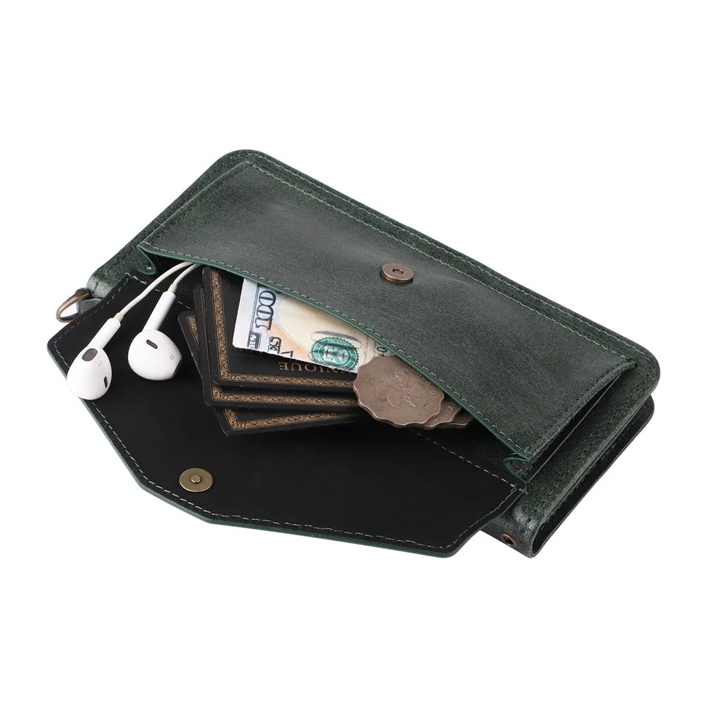 For Samsung Galaxy A53 5G Leather Case Magnetic Closure Wallet Stand Phone Cover with Crossbody Strap - Green - 6
