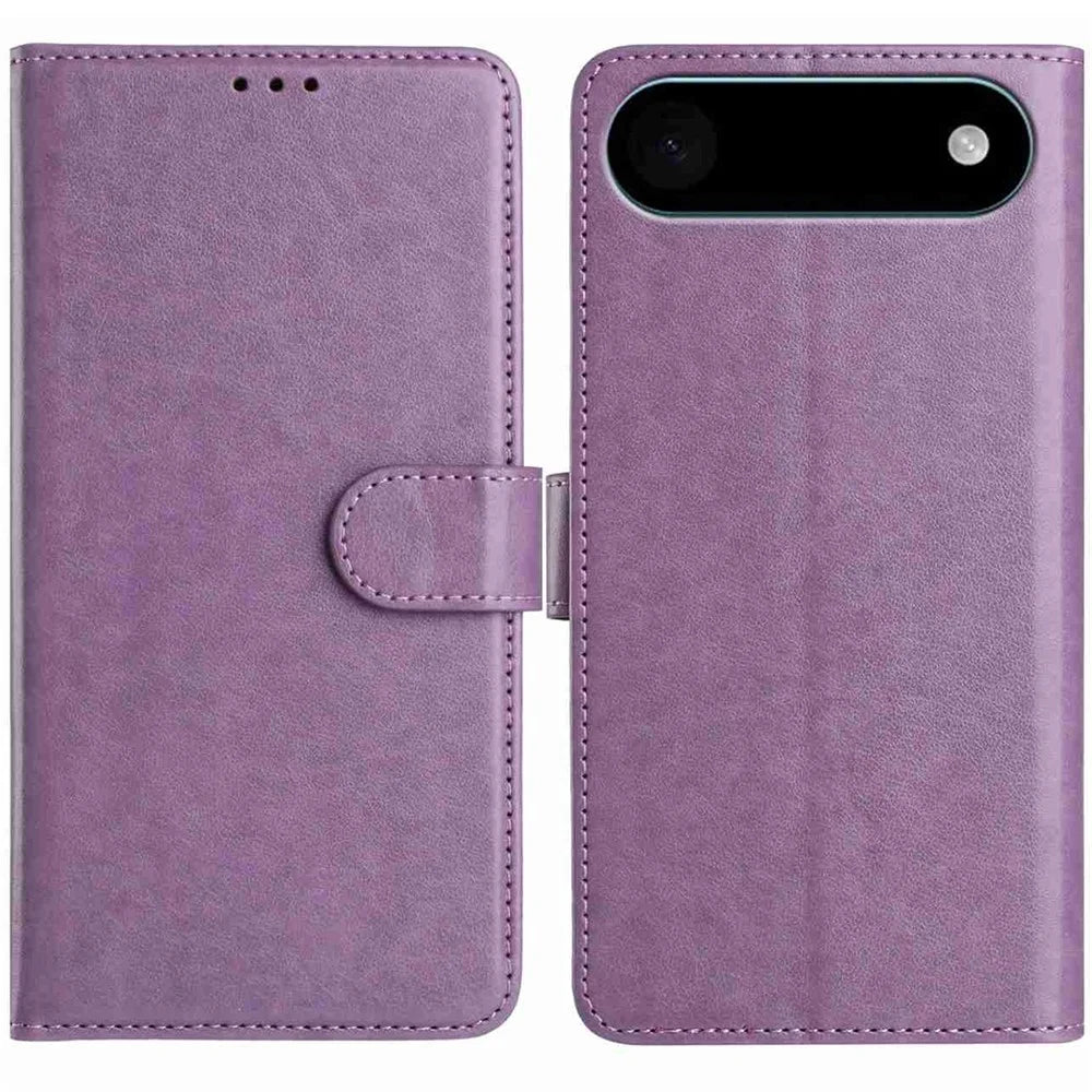 For iPhone Air Wallet Phone Case Stand PU Leather Folio Flip Cover with 8 Card Slot - Purple - 1